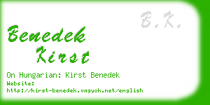 benedek kirst business card